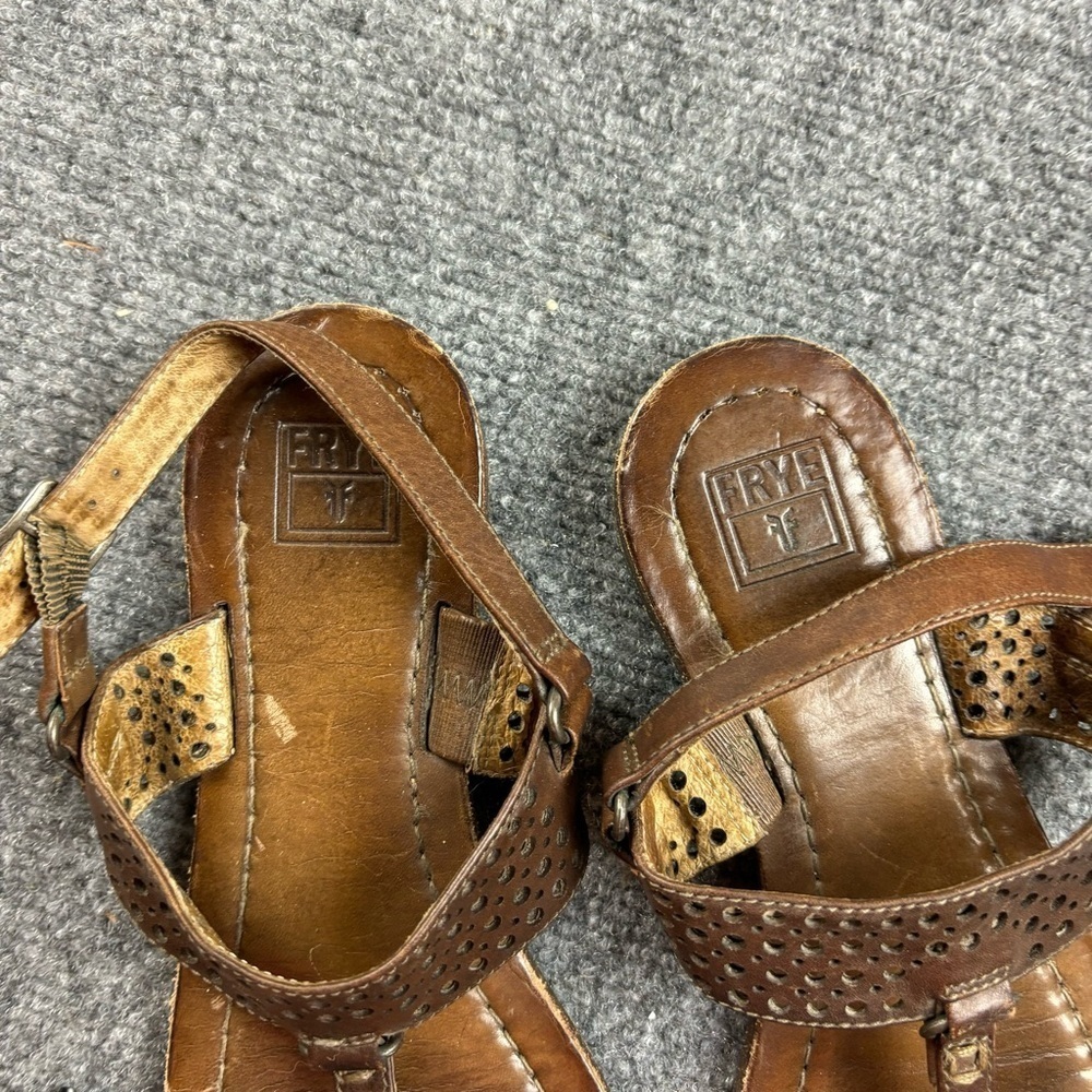 FRYE Women’s Rachel Perf Sling Brown Leather Sandal size: 8 - Picture 3 of 10